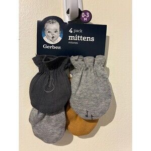 NWT Gerber 4-Count Baby Mittens - 0-3M